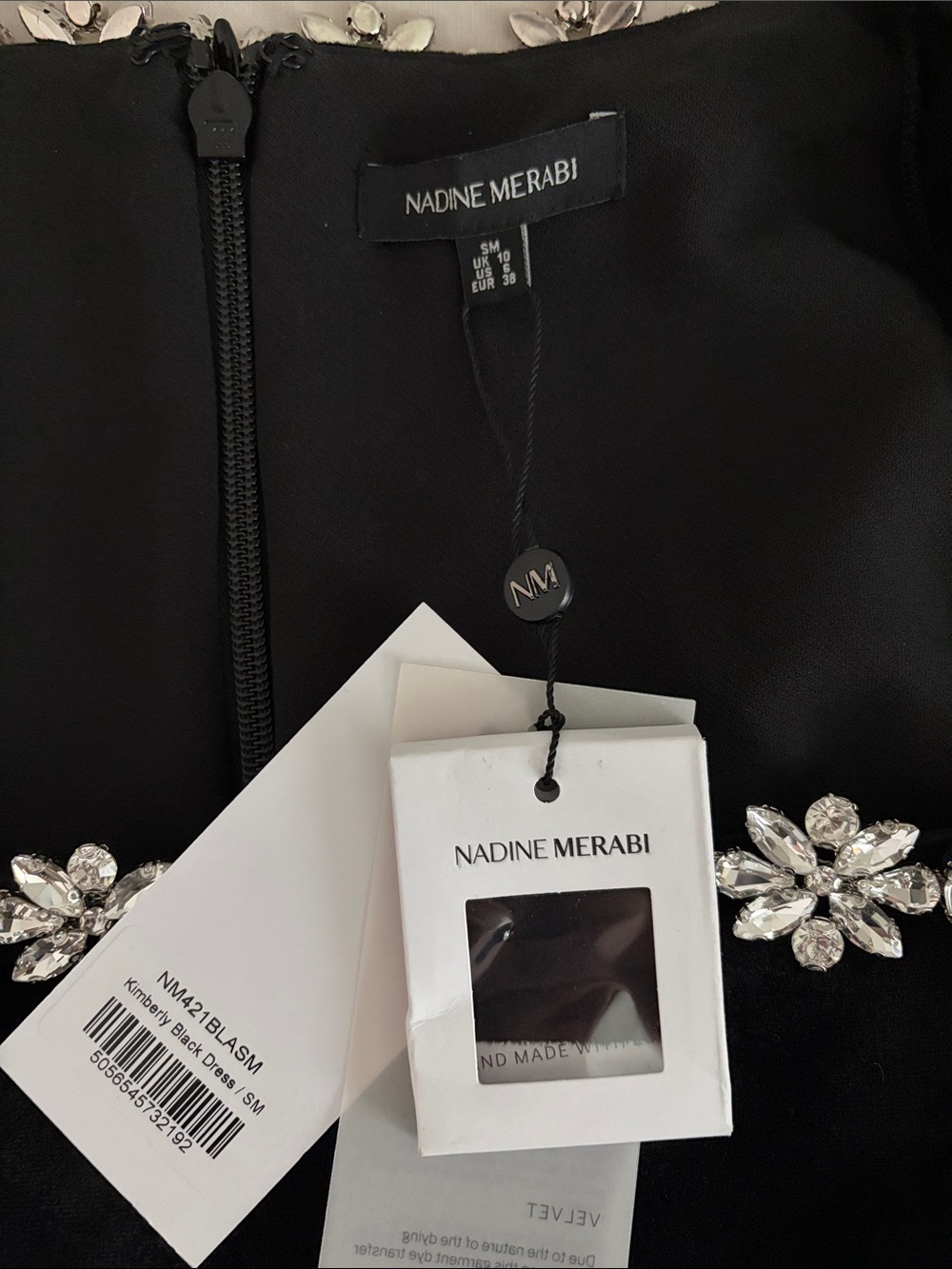 NWT Nadine Merabi Kimberly Black Embellished Mini Dress Size Small US 6 w/ Box - Picture 5 of 6